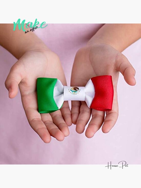 Handcrafted Mexico Flag Hair Bows, Grosgrain Ribbon & Metal Clip, 2 Pack main image 5